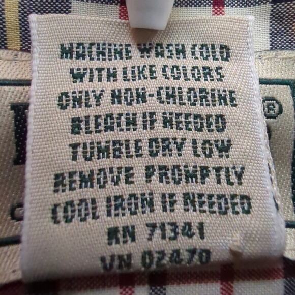 L.L.Bean Men's Wrinkle Resistant Kennebunk Red/Navy/Yellow/White Lng-Sleeve Sz M - Picture 5 of 7